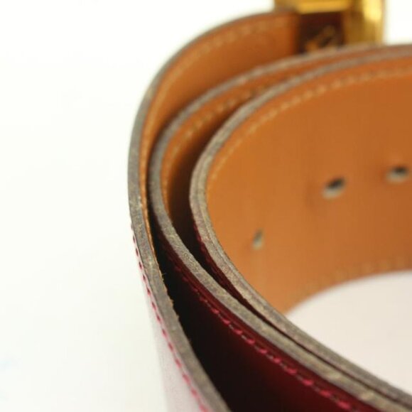Hermès 42MM Burgundy x Gold H Logo Belt 85h39s main image 5